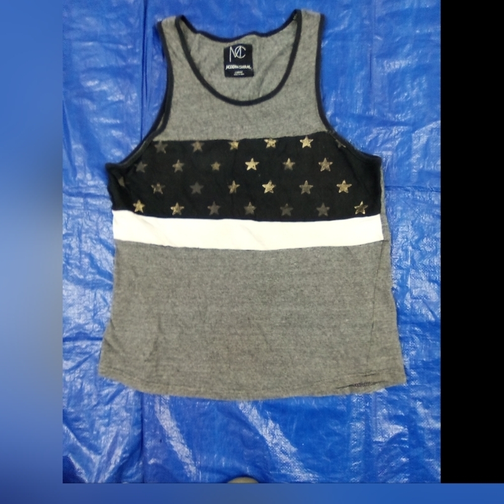 Gray and Black Star Tank Top